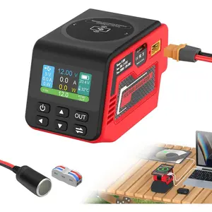 Swiilpo 300W Adjustable DC 2–30V Voltage Regulator Compatible with Milwaukee 18V Battery XT60 Output, 100W Type-C, 18W USB-A, 15W Wireless Charger, LCD Display (Battery Not Included),By Quesear