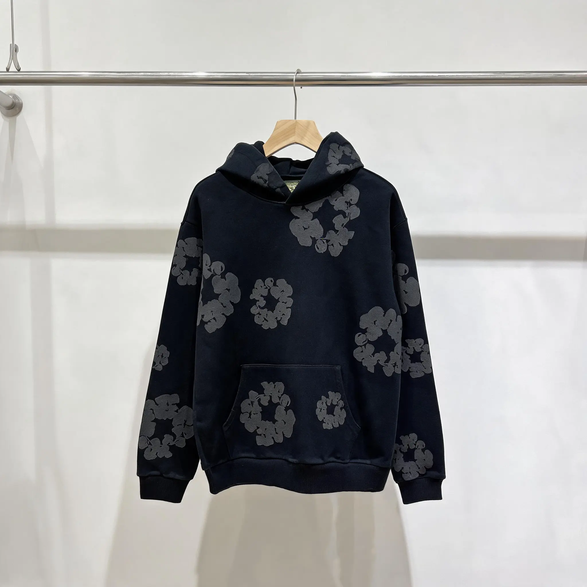 Denim Tears Hoodie & Jogger 2 Piece Tracksuit | 3DPuffFloral Print Oversized Loose Fit Black Cotton I UnisexMenTeen Street Daily Weekend Outfit I Trendy Must-HaveUltraCozy Stylish Outfit