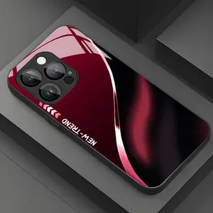 Red-black gradient simple and stylish high-definition ultra-thin classic design black glass phone case Suitable for iPhone 17 16,15,14,13,12,11 Plus Pro Max