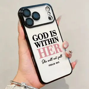 God is Within Her Psalm 46:5 Text Pattern Phone Case For iPhone 17 Pro Max 16 15 Plus 14 13 12 11 Air Electroplated Shockproof Protection Cellphone Cover