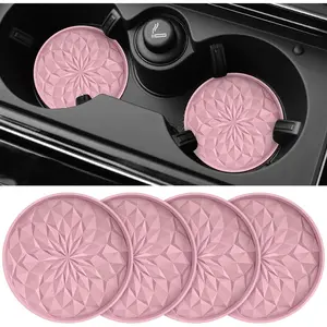 Coasters for Cup Holders [4 Pack] - 2.75In  Auto Mug Mats - Universal Non-Slip Recessed  Interior AccessoriesDusty Rose