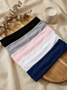 5 Piece Multicolor Sports Headbands, Elastic Sweat Absorbing Hair Bands, Yoga Running Fashion Accessories, All-Season Wear, Workout Headband