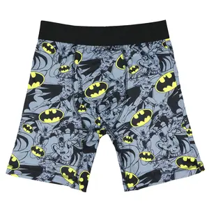 DC Comics Batman Boxers Briefs Men's Retro Bat Logo All Over Print Snug Fit Underwear