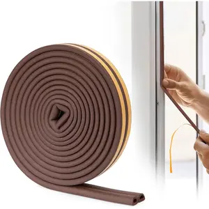 Door Weather Stripping - Self Adhesive  Seal Strip Weatherstripping for Doors Frame and Windows Gaps, Weatherstrip Anti- D Type Door Seal Strip 20  (Brown)