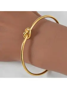 1PC Simple Geometric Knot Design Stainless Steel Bangle for Men and Women