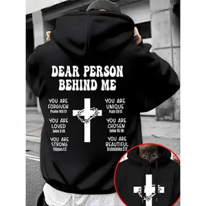 Christian Cross Hoodie – Inspirational Bible Verse Graphic Sweatshirt, Faith-Based Apparel, Trendy Casual Top with Religious Belief Print