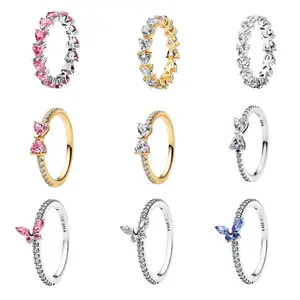 925 Sterling Silver CZ Eternity/Butterfly/Ribbon Rings