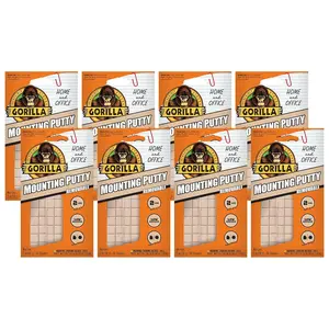 Gorilla Mounting Putty, Natural Tan, 84 Pre-Cut Squares (Pack of 8), Non-Toxic & Repositionable