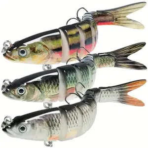 3pcs 20g/0.7oz 13.5cm 5.3in Multi-Jointed Swimbait Fishing Lures - Realistic Fish Design with 3 Treble Hooks, Durable Plastic Lures for Freshwate fishingequipments