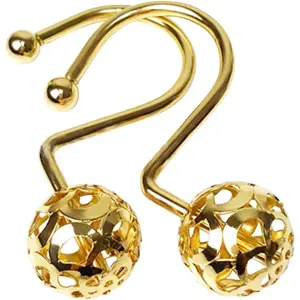 12 Pcs Hollow Ball Shower Curtain Hooks for Bathroom Rod-Rustproof Stainless Steel (Gold)
