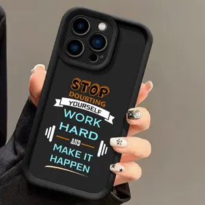 Case for iPhone 16 Pro Max 15 Plus 14 13 12 11 XS XR GYM Fasion Motivational Quetos Pattern Drop Protection Shockproof Soft Silicone Smartphone Cover Gift For Girls and Women