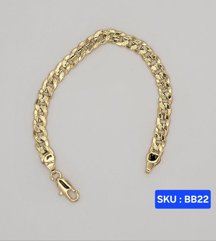 Bracelet Cuban Link Style Laminated-Gold 6 Inches 6 Millimeters for Babies & Small Kids Size Jewelry Accessory