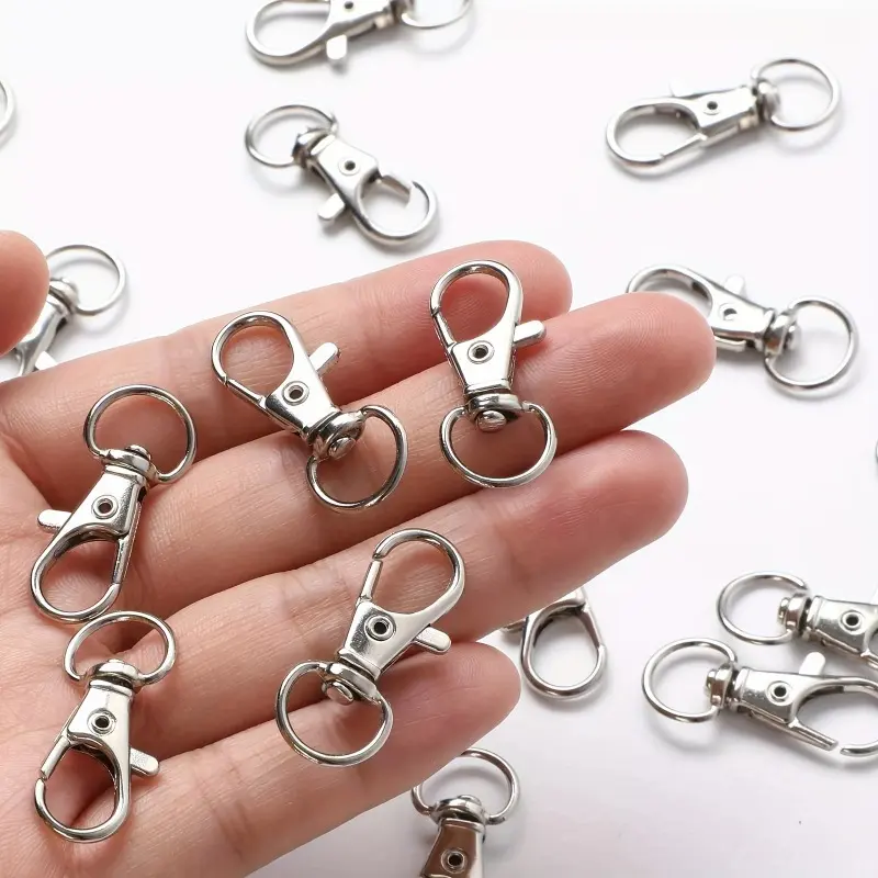 50pcs Keychain Clips with Key Rings, Zinc Alloy, No Plating, with DIY Hanging Cord, for Jewelry Making, Art Crafts, Handicraft, Accessories for Fashion Jewelry Parts and Crafts, Christmas Theme, Keychain Making Set, Metal Accessories