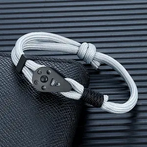 Minimalist Drop Buckle Black Stainless Steel Exquisite Popular Vintage Versatile Paracord Rope Bracelet for Men Women
