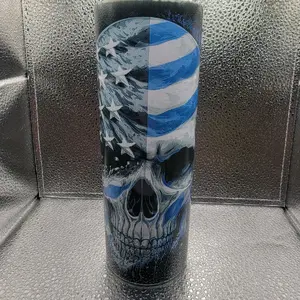 Back the Blue skull Thin blue line tumbler