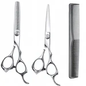 Professional Hair Cutting Scissors Set, Sharp Barber Shears with Comb for Home Salon, 6 Inch Hair Thinning Scissors for Men Women