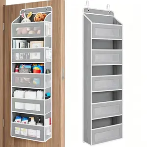 A large storage rack with 5 layers of shelves and 10 side pockets, it is highly suitable for storing items above the bathroom, bedroom and baby room doors. hangers laundry room petit bit