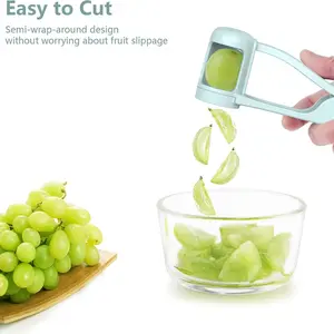 2pcs Safe & Easy Fruit Cutter, Stainless Steel Slicer for Grapes, Cherry Tomatoes and Berries, Perfect for Toddler Snacks, Fruit Salads and Cake Decorating