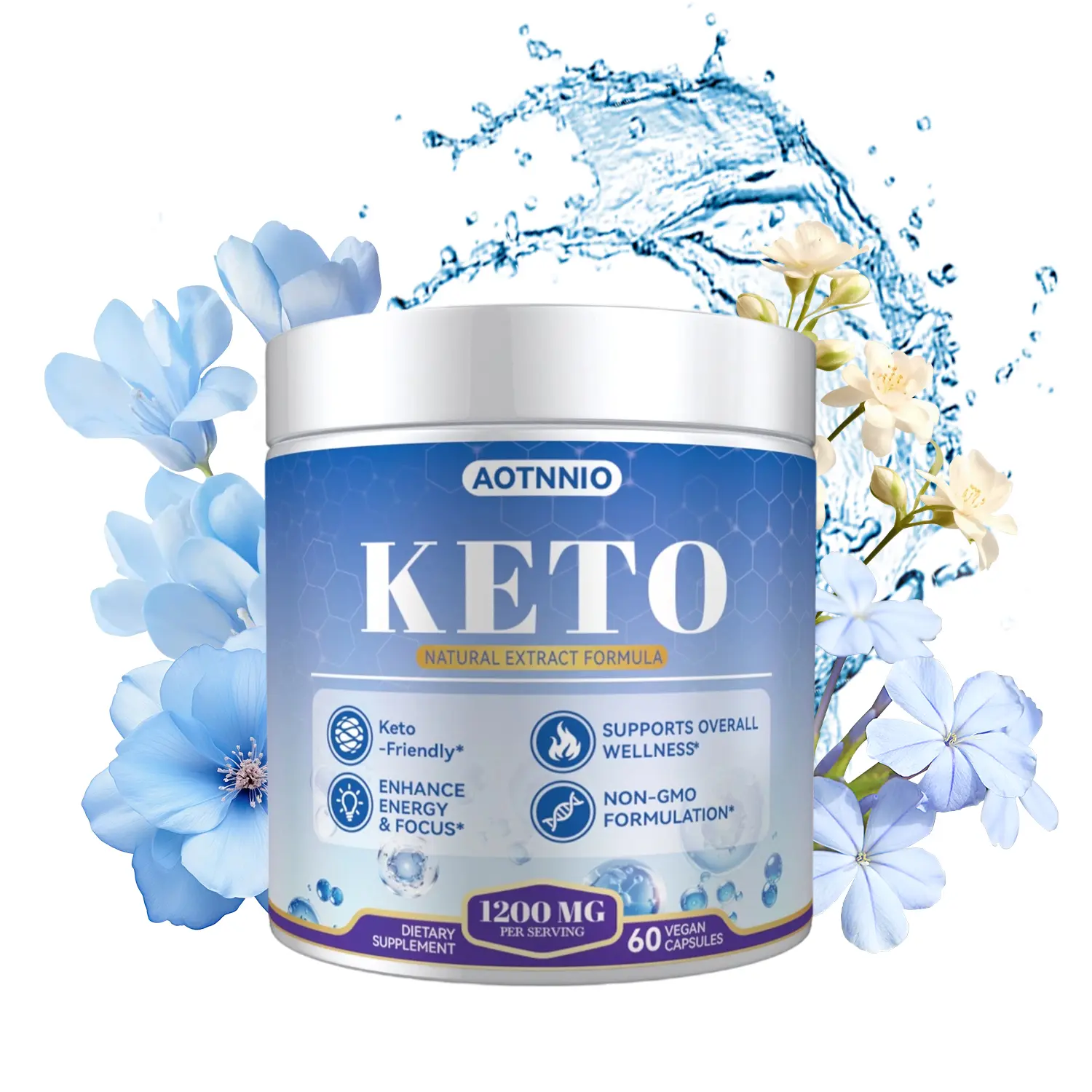 Keto Gentle Internal Support Capsules |1200 Mg|60 Count|Natural Acai Plant-Based Blend|Supports Steady Metabolic Wellness & Balanced Appetite|Non-GMO formula|Men Women Daily Supplement