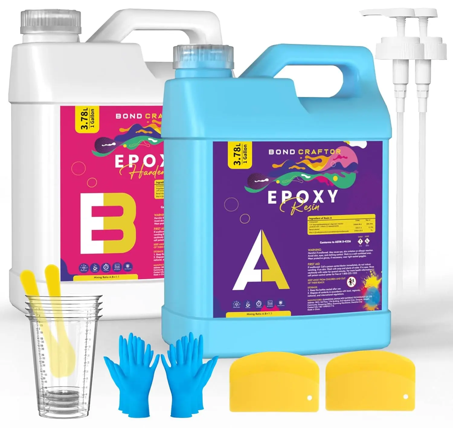 2 Gal Clear Epoxy Resin Kit - Fast-Curing, Bubble-Free, Super Glossy Casting Resin for Art, DIY Crafts - Crafts Art Supplies for Artists, Ideal Gift for Crafters