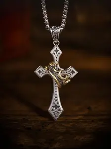 Vintage Cross Pendant Necklace for Men & Women, Cross Chain Design, Stainless Steel Jewelry for Party, Daily Clothing Decor, Trendy All-match & Exquisite Jewelry for Birthday Gift