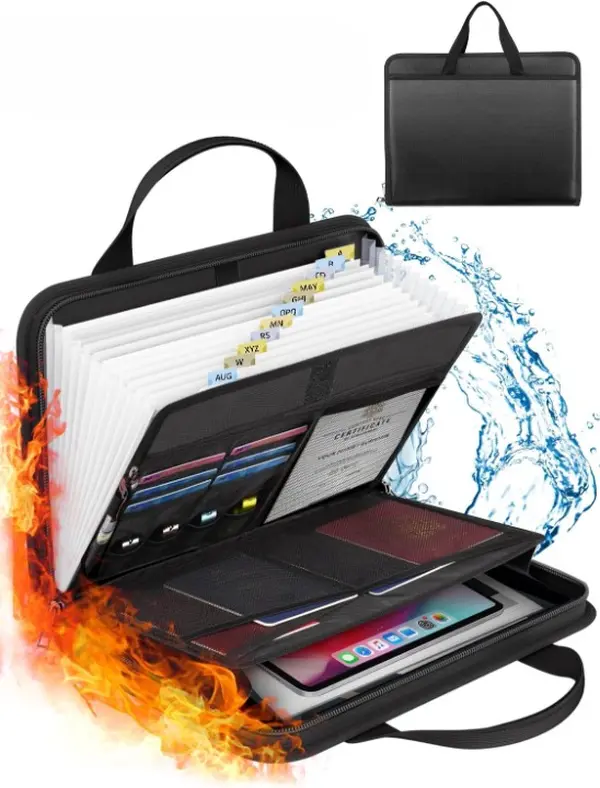 Fireproof Document Bag, Multi-Functional Fire-Resistant File Organizer, Expanding File Folder, Safe Storage for Important Documents & Certificates