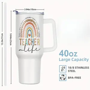 1pc Teacher Tumbler 40oz with Lid - Cup, ized Thank You Gift for Women Teachers, 304 Thermocup for, Tea, Birthday & Christmas Gifts, Stainless Steel Tumbler, Kitchen Drinkware