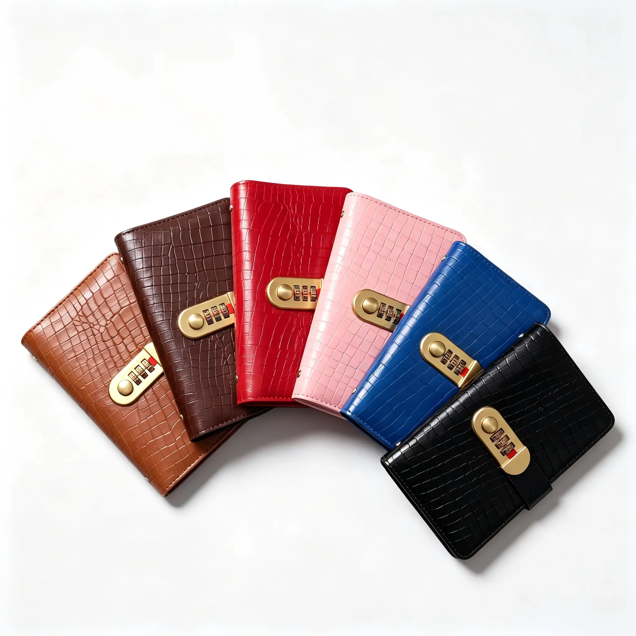 Embossed PU Leather Password Lock Journal Notebook, 6-Color 3-Digit Combination Lock Private Diary, Secure Writing Planner for Office Use