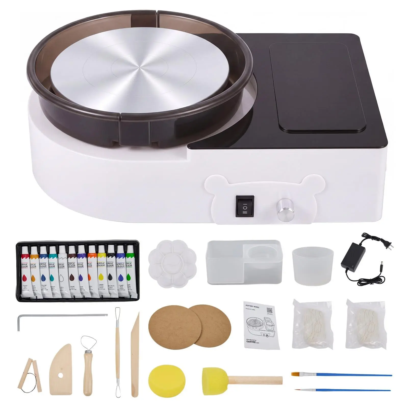 GAOMON Pottery Wheel for Adults Kids, 6" Two-Way Rotation Clay Wheel, Electric Ceramic Forming Machine with Detachable Basin,DIY Clay Potter's Wheel Kit for Kids and Beginners Adults at Home
