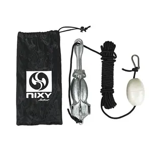 NIXY 3.5 lb Paddle Board and Kayak Anchor - 40ft Drag Line, Anti-Rust, Lightweight, Drop It, Versatile, Folding, Anchor with Rope Bag