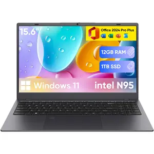 15.6" FHD IPS Business Laptop Computer Ultra-Slim 12GB RAM 1TB SSD Win 11 N95 Quad-Core with Fingerprint Recognition
