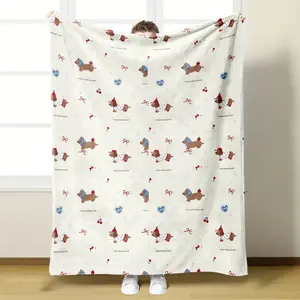 Soft Flannel Blanket with Sausage Dog Pattern, Cozy Sofa Throw for Travel Camping, Christmas Halloween Birthday Gift, All-Season Use