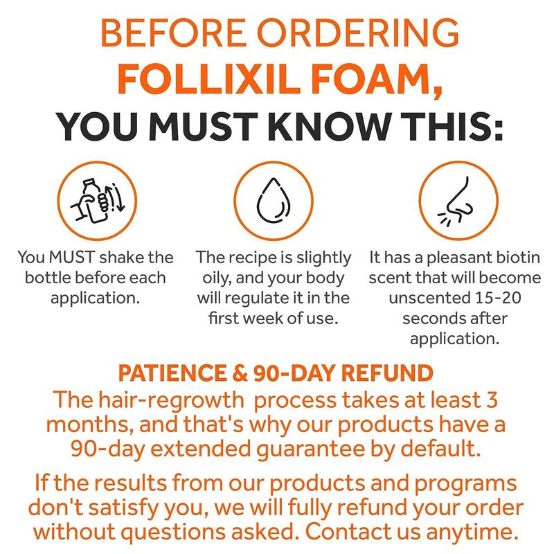 Follixil 5% Minoxidil Foam – Infused with Biotin, Niacinamide & Caffeine – Extra Strength Hair Regrowth Treatment for Thinning Hair & Bald Spots – Fast-Drying, Non-Greasy Formula - 3 Months Supply