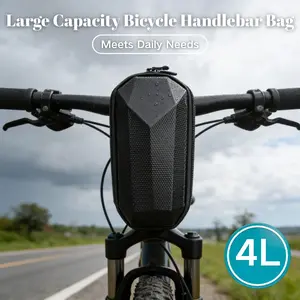 1pc Waterproof Bicycle Handlebar Bag | 4L Large Capacity Front Handlebar Bag, Durable Structure Suitable for Electric Bicycles, Motorcycles, Mountain Bikes, Electric Scooter, Cycling Essentials Storage, Motorcycle Accessory, Bicycle Phone Holder