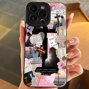 Cross & Jesus Pattern Design Phone Case, Shockproof Phone Protective Cover, Phone Accessory Compatible with iPhone XR 11 12 13 14 15 16 Series, Casing, Phone Protector