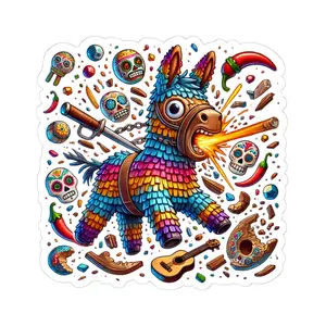 Piñata Pandemonium Cinco De Mayo Kiss-Cut Stickers, Fun Party Decor, Laptop Stickers, Gift for Kids, Holiday Celebrations, Vibrant Art decorative sticker vinyl sticker