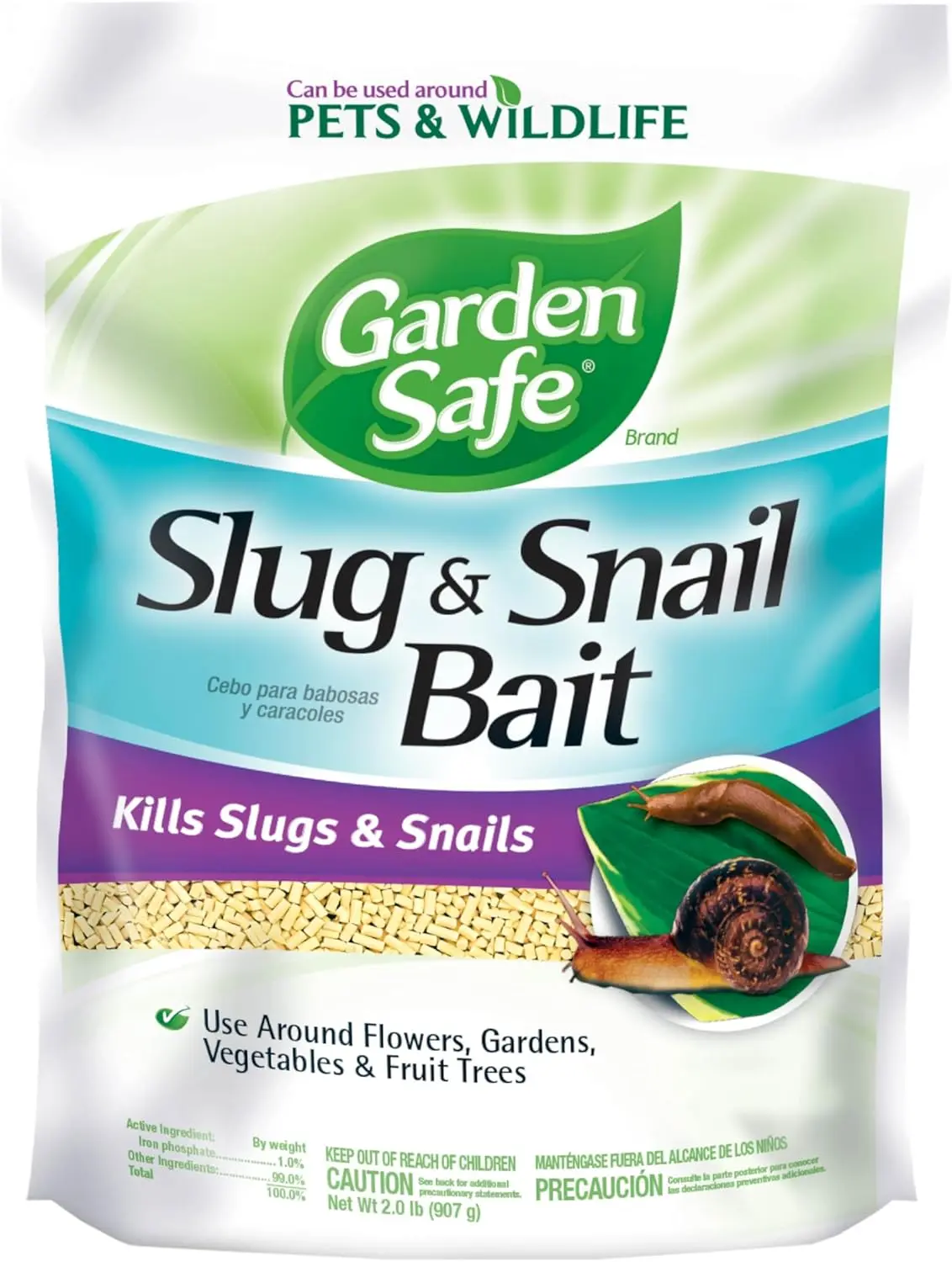 Garden Safe Slug & Snail Bait Granules, 2 lbs, 1 Pack, Pet & Wildlife-Safe, Kills in 3-6 Days, For Lawns & Gardens (Home Pest Control Supplies)