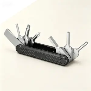 Multifunctional Folding Tool Kit with Screwdrivers and Hex Keys, Seven Essential Tools for Repair and Assembly, Portable Compact Design, Reusable Durable Construction for Home and Workshop Use