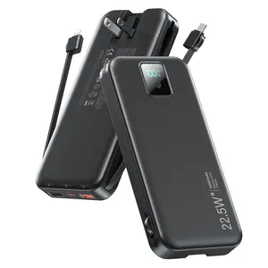 Diamuar Portable Charger, 12000mAh 22.5W Fast Charging Power Bank with Built-in Cables & Wall Plug, Travel Essentials External Battery Pack, USB C Battery Phone Charger for iPhone, iPad, Samsung