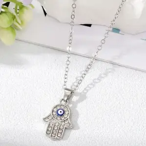 Silver evil eye necklace, symbolizing protection from harm and evil Gift for Him Her Women's Men's boujee