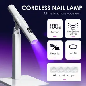 Mini UV Nail Lamp, Rechargeable Handheld Design with Magnetic Stand and LCD Display, Wireless for Home DIY Manicure, Nail Art DIY