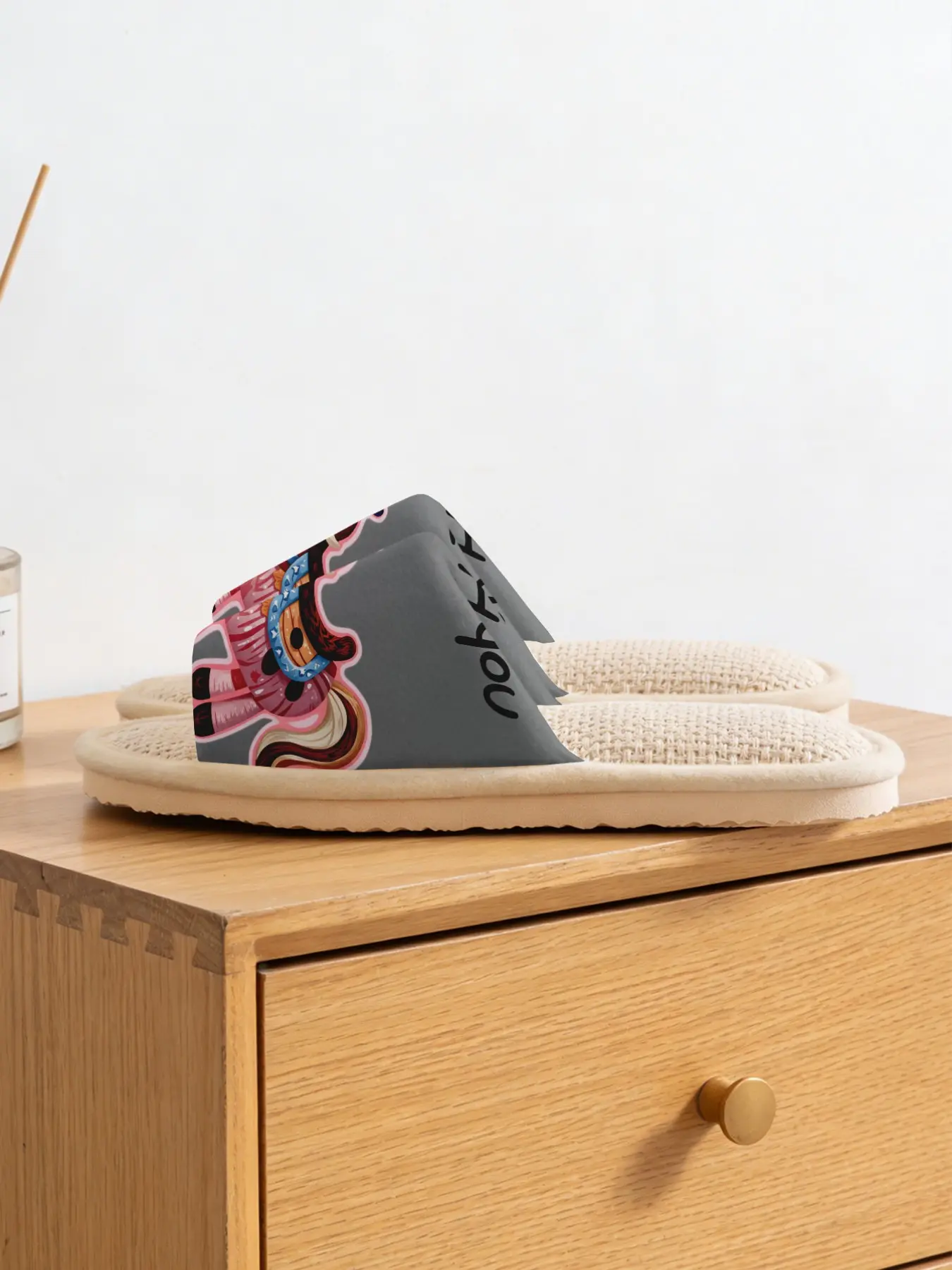 Women's Horse Print Linen Slippers, Breathable Sweat-Wicking, Soft Eva Sole, Non-Slip Quiet Home Shoes, All Seasons