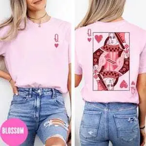 Queen of Hearts Shirt, Comfort Colors® Retro Queen of Hearts Tee, Vintage Graphic Tee, Matching King Shirt, Anniversary Gift, Wife Gift