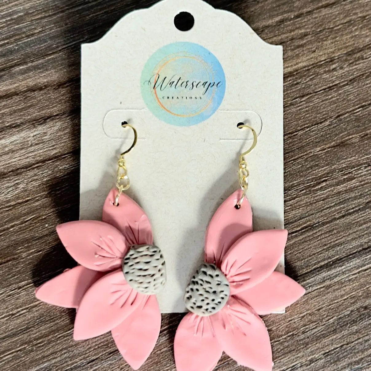Sunflower clay drop earrings