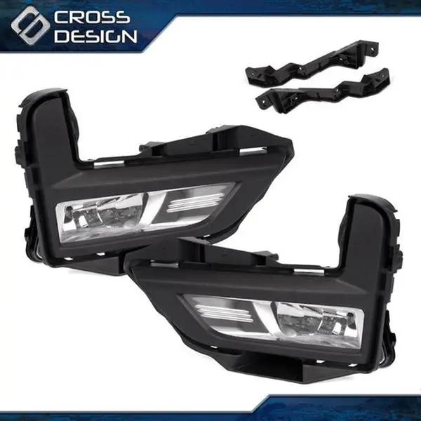 CROSSDESIGN Clean Lens Fog & Auxiliary H8 Bulbs Headlights for NISSAN ROGUE 17-18 S, SL, SV - Chrome Housing, Includes Bezel, Wiring & Switch, Automotive Car Accessories