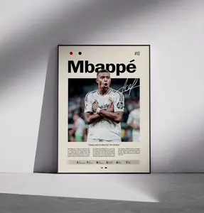 Kylian Mbappe Poster, Kylian Mbappe Fan Gift, Man Cave Decor, Man Cave Poster, Football Wall Art, Sports Wall Decor, Sports Home Decor