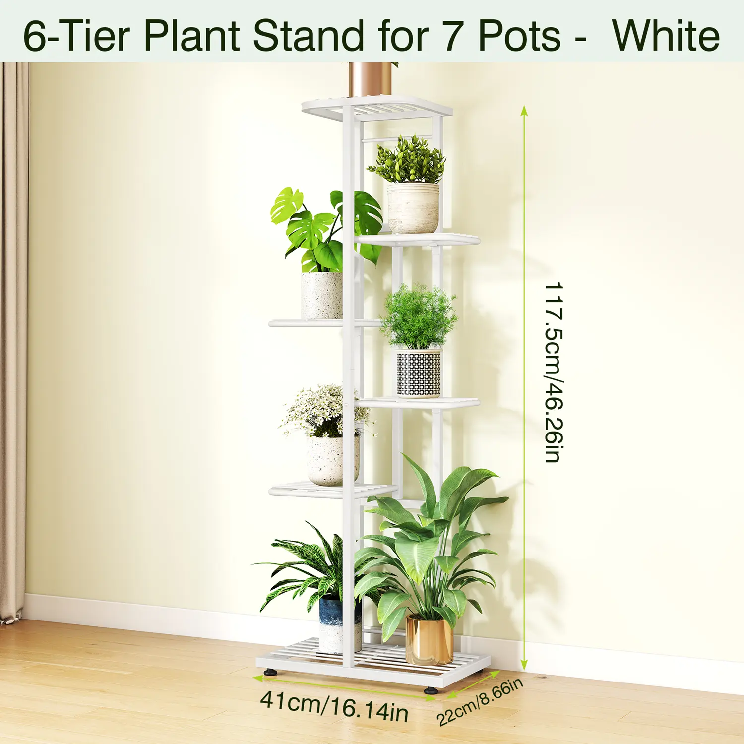 White 6-Tier Stand with Leveling Feet