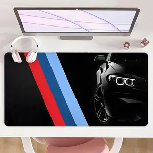 Non-Slip Mouse Pad, Large Gaming Mouse Pad with Rubber Base & Stitched Edge, Blue Racing Design, Desk Top Protector Mat