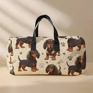 Dog Print Handbag, Large Capacity Travel Luggage Bag, Portable Overnight Bag, Fashion Travel Bag, Yoga Training Bag with Shoe Storage