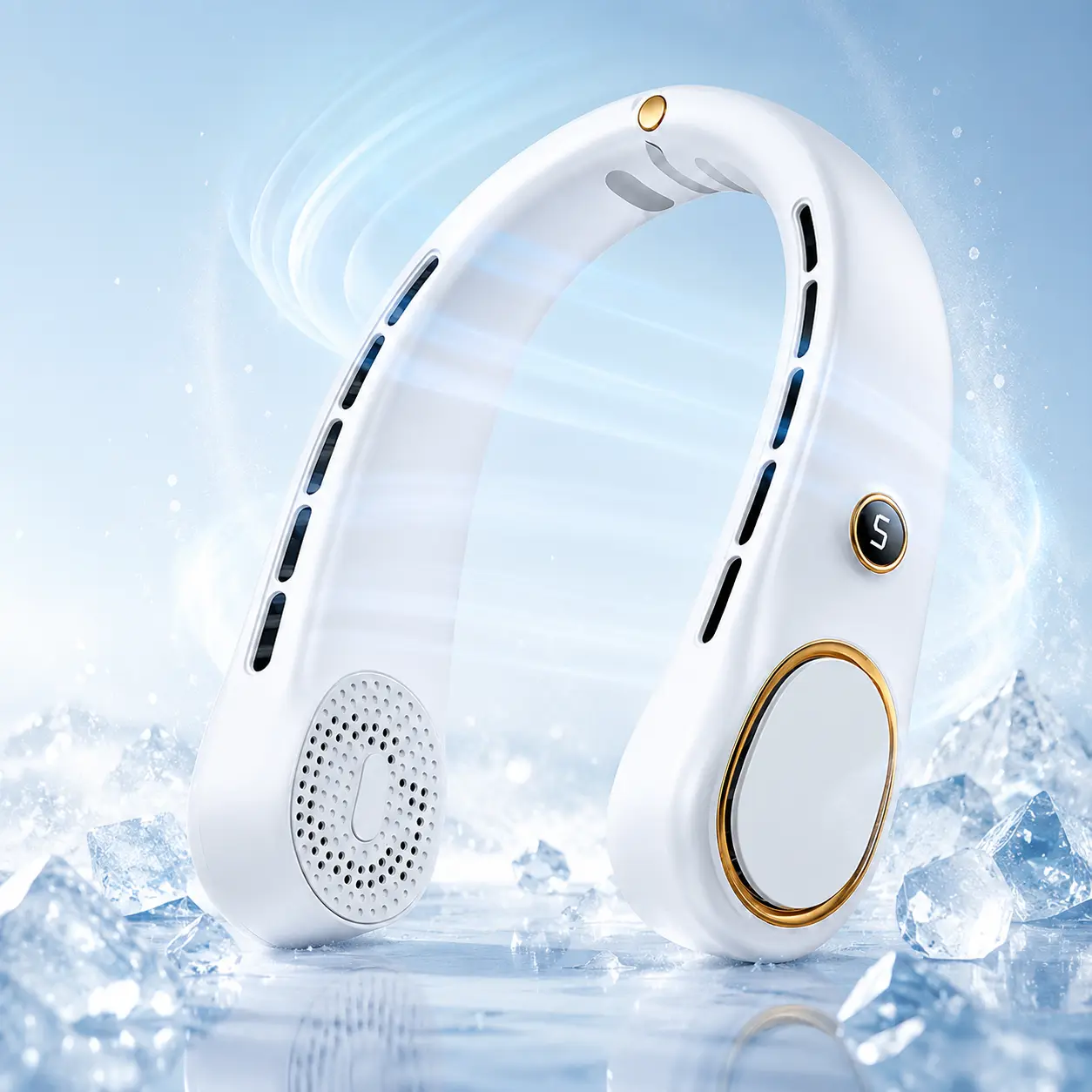 Portable neck fan, keeps you cool all day without stuffiness, personal fan with 5-speed quiet bladeless design, long-lasting USB rechargeable cooler, essential for indoor and outdoor office work, reading, sports, and leisure, can be given as a gift
